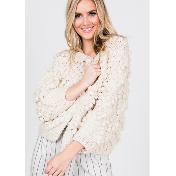 Ivory Pompom Knitted Cardigan - Picture 2 of 6